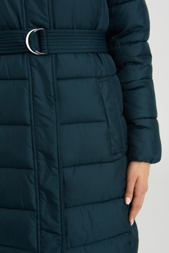 Długa ciemnozielona kurtka