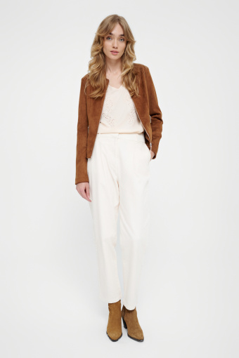 Zamszowa kurtka w kolorze ochry