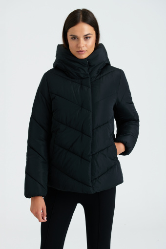 Czarna, pikowana kurtka typu puffer Czarna, pikowana kurtka typu puffer