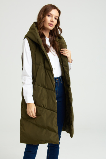 Kamizelka pikowana, oliwkowa zieleń