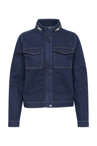 Granatowa jeansowa kurtka ze stójką