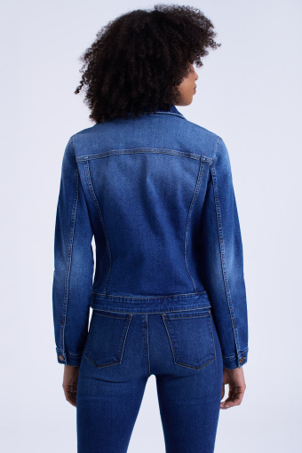 Dopasowana kurtka jeansowa, niebieska