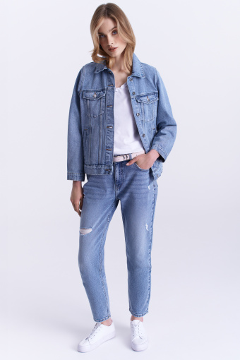 Kurtka jeansowa oversize, błękitna