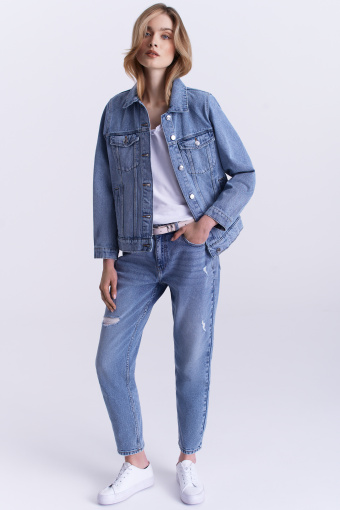 Kurtka jeansowa oversize, błękitna