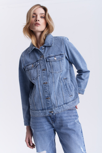 Kurtka jeansowa oversize, błękitna