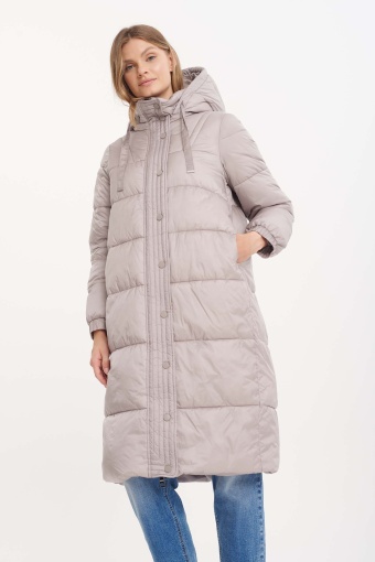 Kurtka pikowana z kapturem, jasny beż