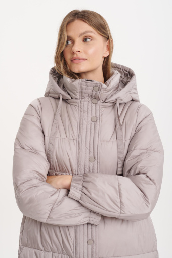 Kurtka pikowana z kapturem, jasny beż
