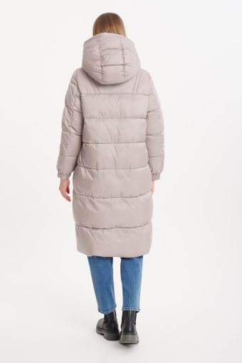 Kurtka pikowana z kapturem, jasny beż