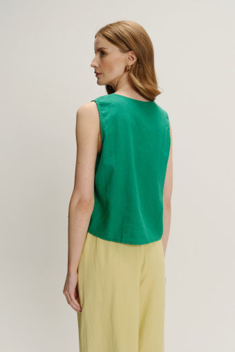 Lniana bluzka w zielonym kolorze