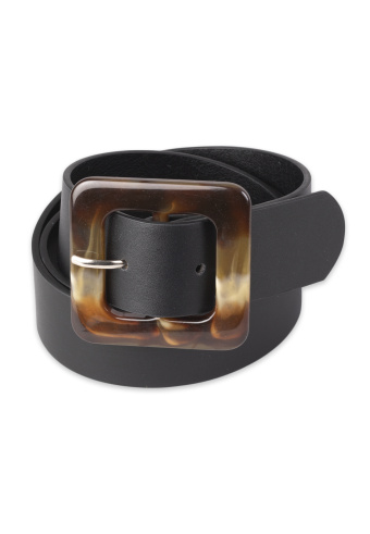 Czarny pasek z ozdobną klamrą