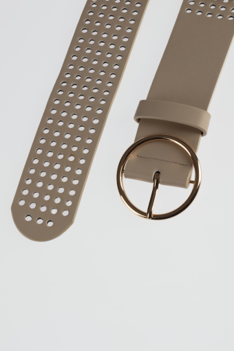 Szeroki beżowy pasek z okrągła klamrą Szeroki beżowy pasek z okrągła klamrą
