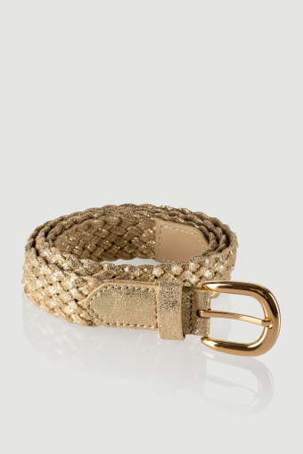 Błyszczący pleciony pasek w kolorze beżu 