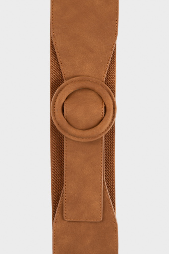 Pasek z gumą i zamszową, okrągłą klamrą
