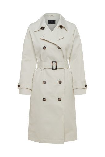 Klasyczny trencz w kremowym kolorze