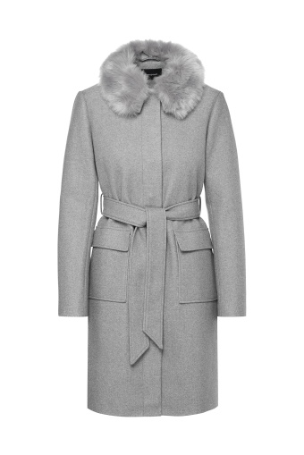 Klasyczny płaszcz z futrzanym kołnierzem