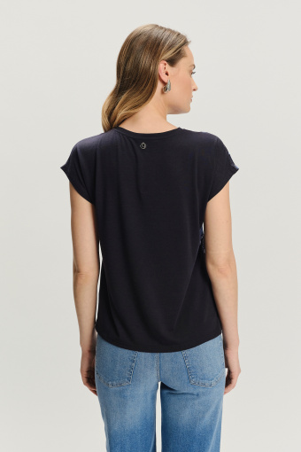 Prosty top w błękitne kwiaty Prosty top w błękitne kwiaty