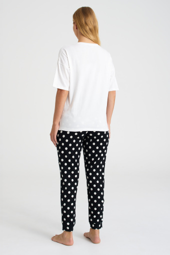 Bawełniana, dwuczęściowa piżama z nadrukiem w groszki