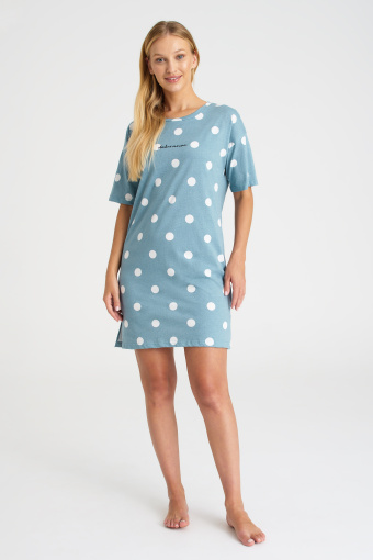 Błękitna koszula nocna w nadruk w kropki Błękitna koszula nocna w nadruk w kropki