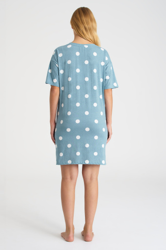 Błękitna koszula nocna w nadruk w kropki Błękitna koszula nocna w nadruk w kropki