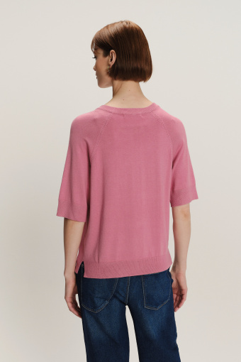 Różowy sweter z krótkim rękawem Różowy sweter z krótkim rękawem