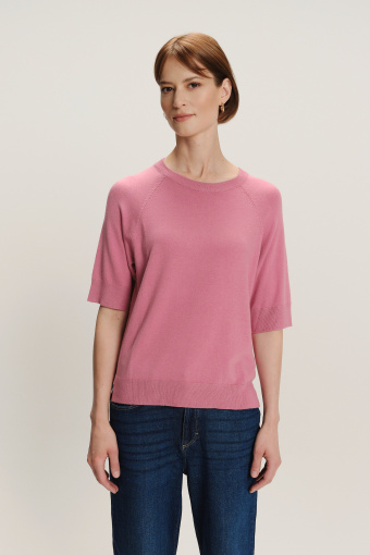 Różowy sweter z krótkim rękawem Różowy sweter z krótkim rękawem
