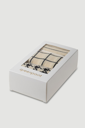 Zestaw trzech par czarno-kremowych skarpet 