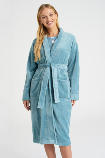 Komfortowy, miękki szlafrok w niebieskim kolorze