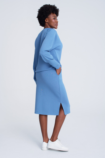 Niebieska ołówkowa spódnica w stylu sportowym