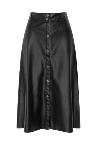 Czarna, rozkloszowana spódnica z eko skóry