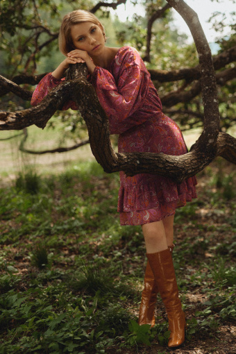 Spódnica mini z nadrukiem typu paisley