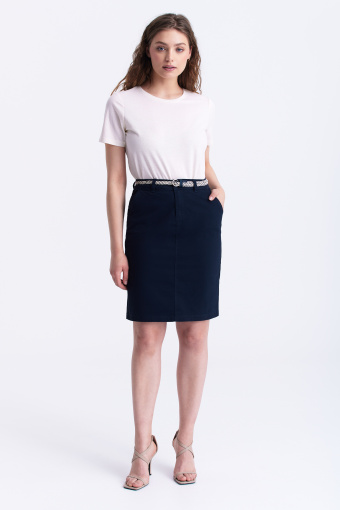 Spódnica w granatowym kolorze, pasek w zestawie Spódnica w granatowym kolorze, pasek w zestawie