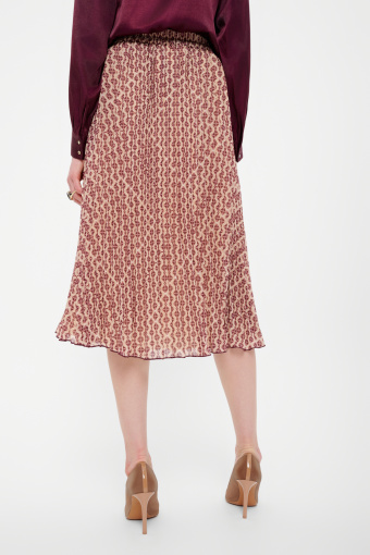 Spódnica midi z bordowym nadrukiem