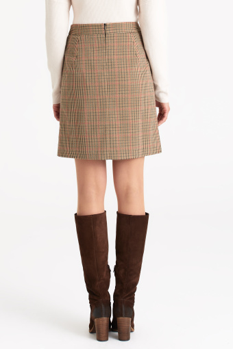 Beżowa spódnica mini w kratkę
