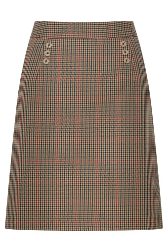 Beżowa spódnica mini w kratkę