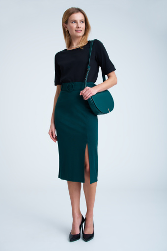 Zielona ołówkowa spódnica midi