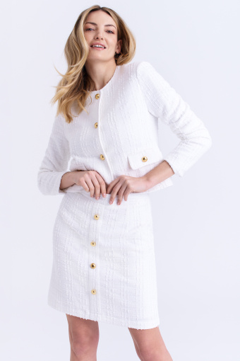 Tweedowa spódnica mini, biała