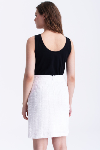 Tweedowa spódnica mini, biała