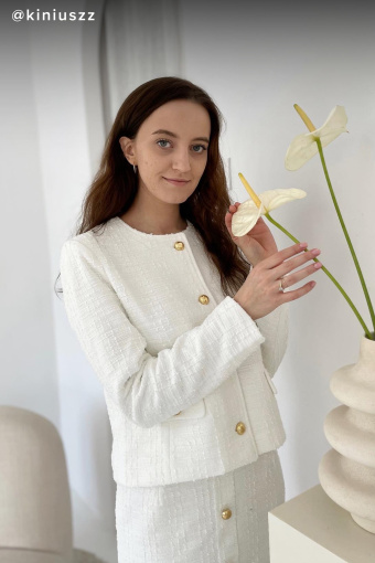 Tweedowa spódnica mini, biała