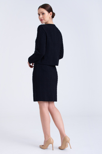 Tweedowa, czarna spódnica z guzikami