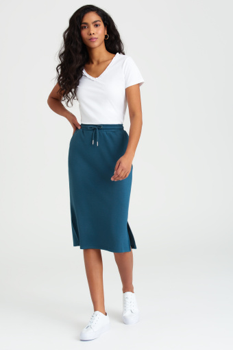 Turkusowa spódnica z dzianiny