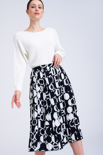 Plisowana spódnica z oryginalnym czarno-białym printem Plisowana spódnica z oryginalnym czarno-białym printem