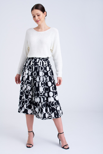 Plisowana spódnica z oryginalnym czarno-białym printem Plisowana spódnica z oryginalnym czarno-białym printem