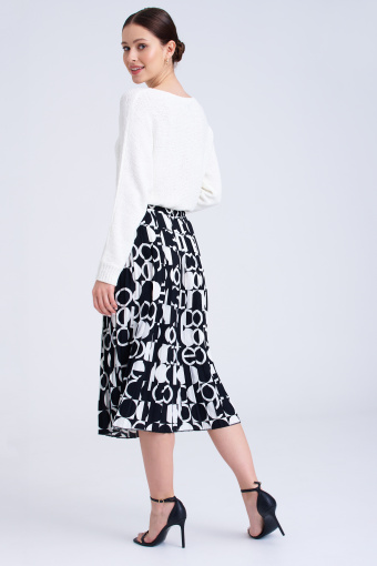 Plisowana spódnica z oryginalnym czarno-białym printem Plisowana spódnica z oryginalnym czarno-białym printem