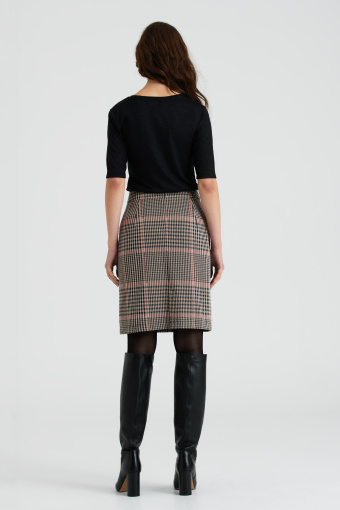 Klasyczna spódnica z domieszką wiskozy, nadruk w kratę Klasyczna spódnica z domieszką wiskozy, nadruk w kratę
