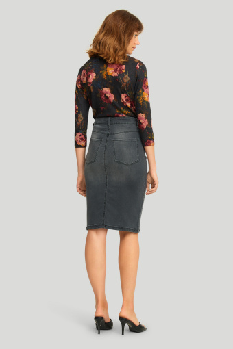 Ołówkowa, jeansowa spódnica w grafitowym kolorze