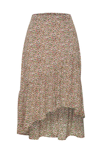 Zwiewna spódnica z falbaną, nadruk w kwiaty