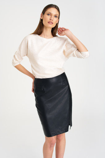 Elegancka spódnica ze skóry ekologicznej, czarna