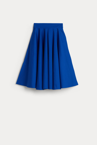 Rozkloszowana kobaltowa spódnica midi