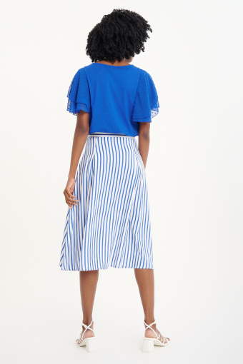 Spódnica w paski z dodatkiem lnu
