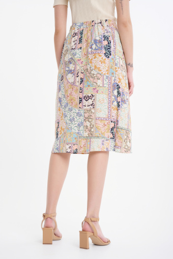 Beżowa spódnica z nadrukiem midi Beżowa spódnica z nadrukiem midi